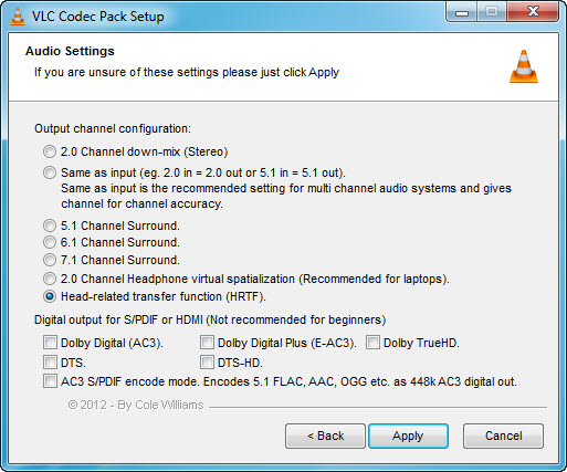 freeware advanced audio codec install vlc