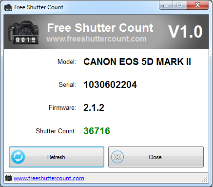 find shutter count canon exiftool mac