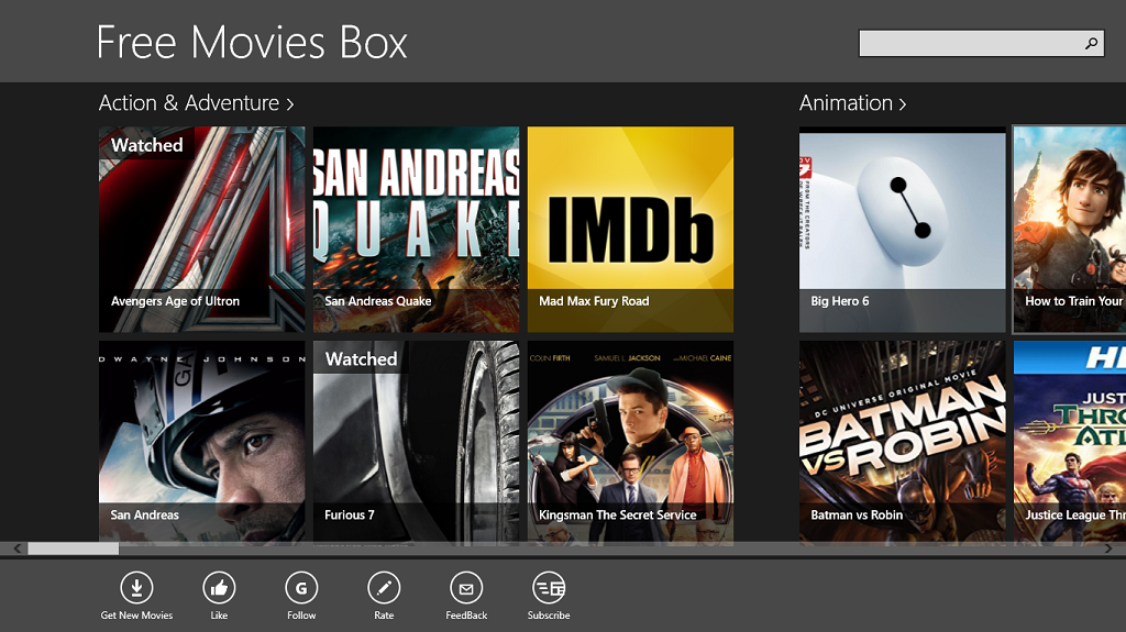 Free Movies Box Ekran.