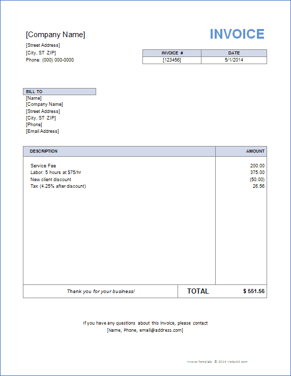 Ms Word Invoice Template Free