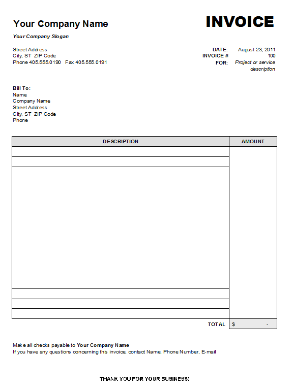 invoice in ms word