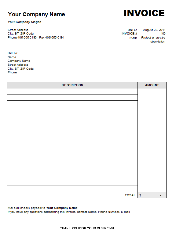 ms word invoice